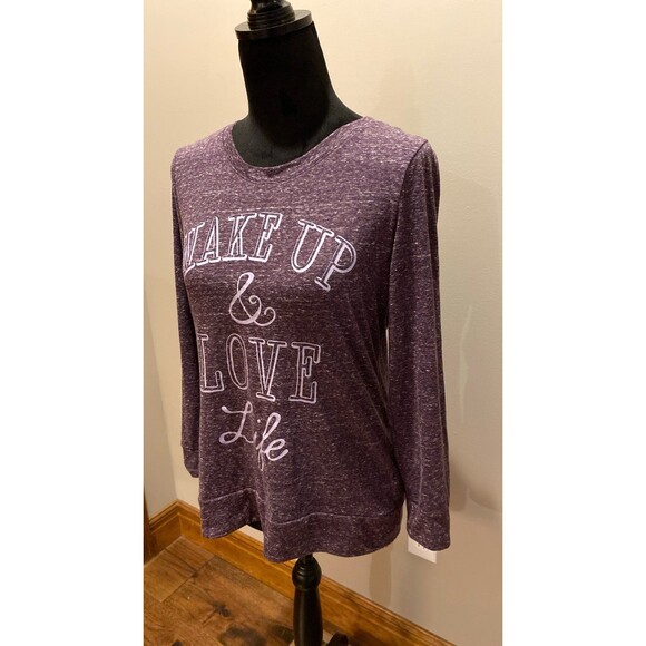 Style & Co Sport Women’s T Shirt Size Small Purple “Wake Up & Love Life” - Picture 5 of 12